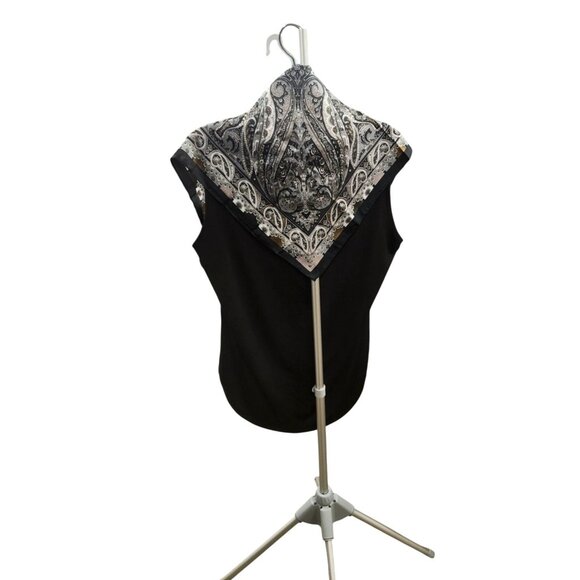 Paisley Print Square Scarf Black/Brown 27x27 Western Wild Rag - Picture 13 of 13